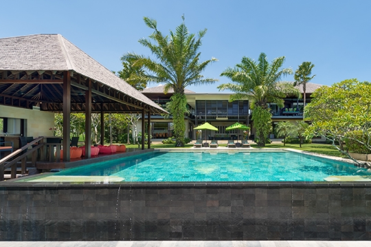 Pool to villa view